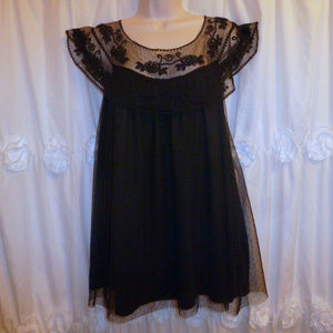 Sophie Max Lace Overlay Top Black XL